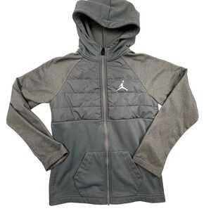 Jordan Gray Full Zip Puffer Hoodie Jacket Kid's Size G (12-13YRS) Athletic *READ